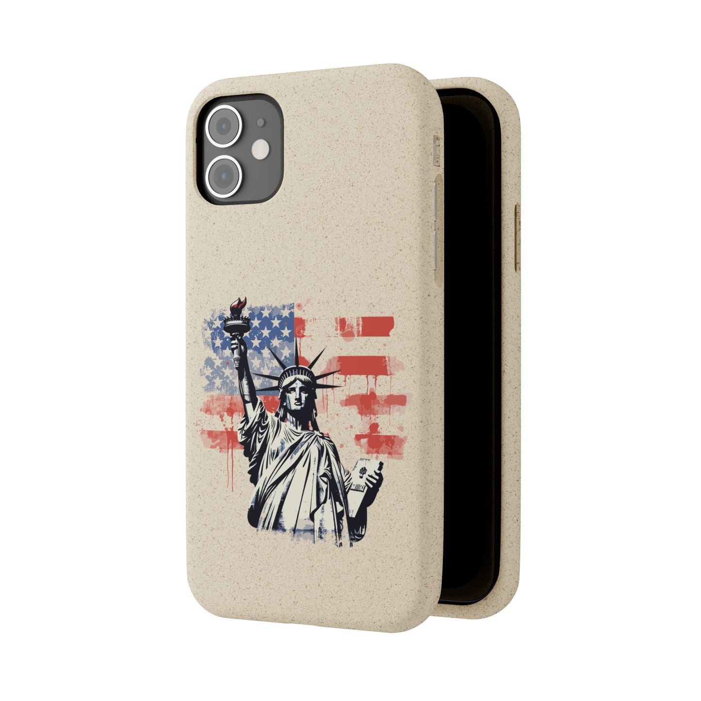 Biodegradable iPhone Case - Statue of Liberty American Flag Patriotic Design