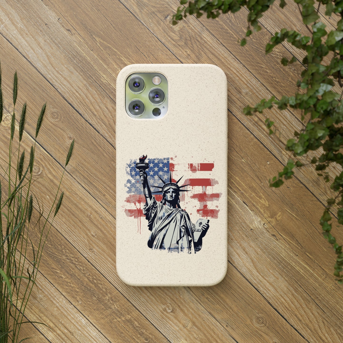 Biodegradable iPhone Case - Statue of Liberty American Flag Patriotic Design