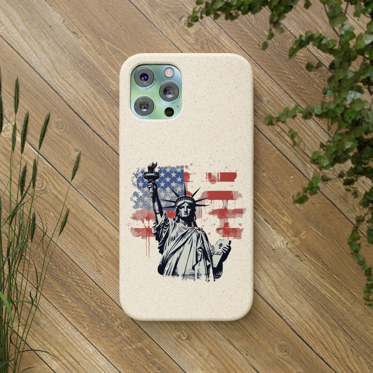 Biodegradable iPhone Case - Statue of Liberty American Flag Patriotic Design