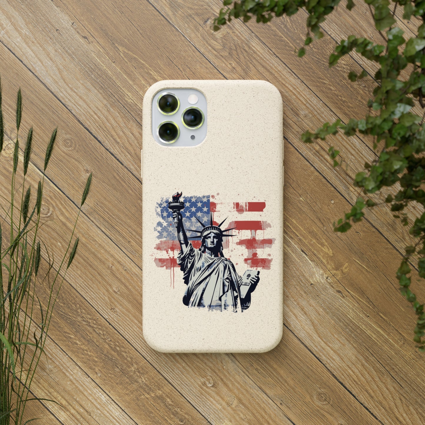 Biodegradable iPhone Case - Statue of Liberty American Flag Patriotic Design