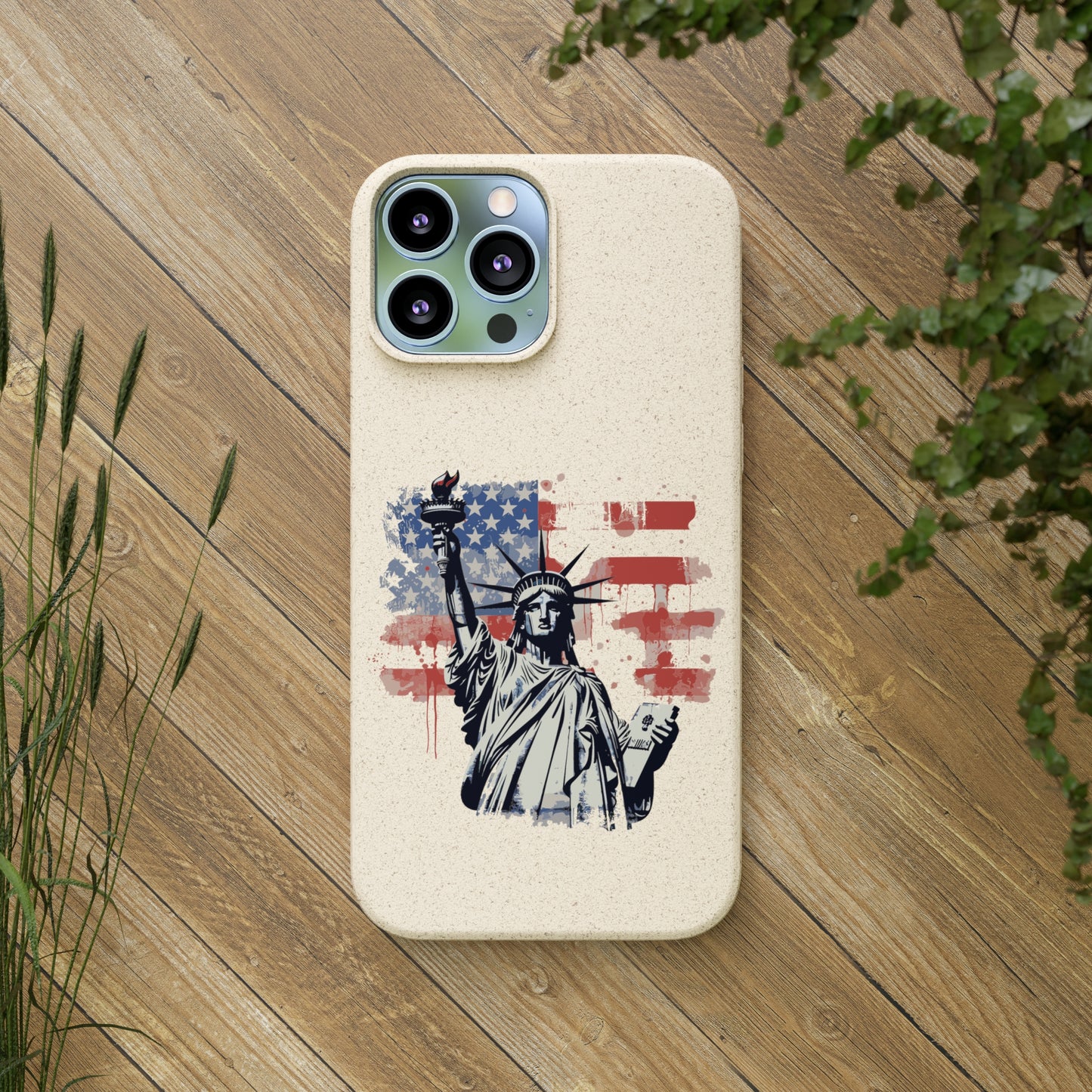 Biodegradable iPhone Case - Statue of Liberty American Flag Patriotic Design