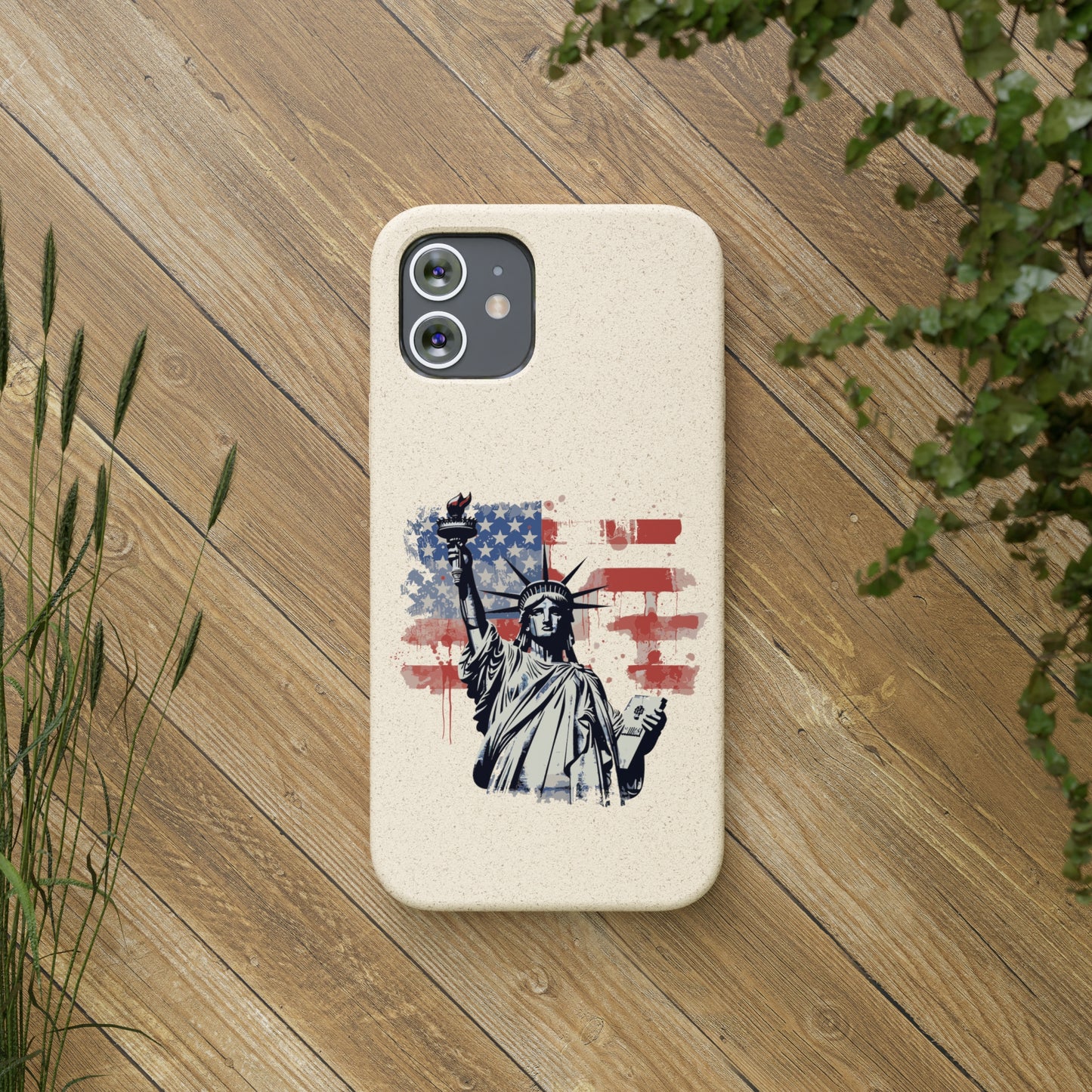 Biodegradable iPhone Case - Statue of Liberty American Flag Patriotic Design
