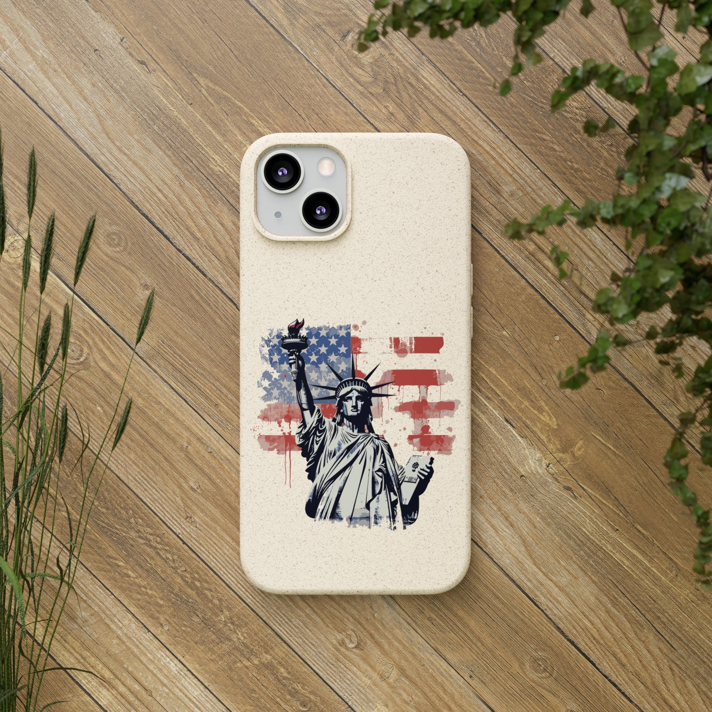Biodegradable iPhone Case - Statue of Liberty American Flag Patriotic Design
