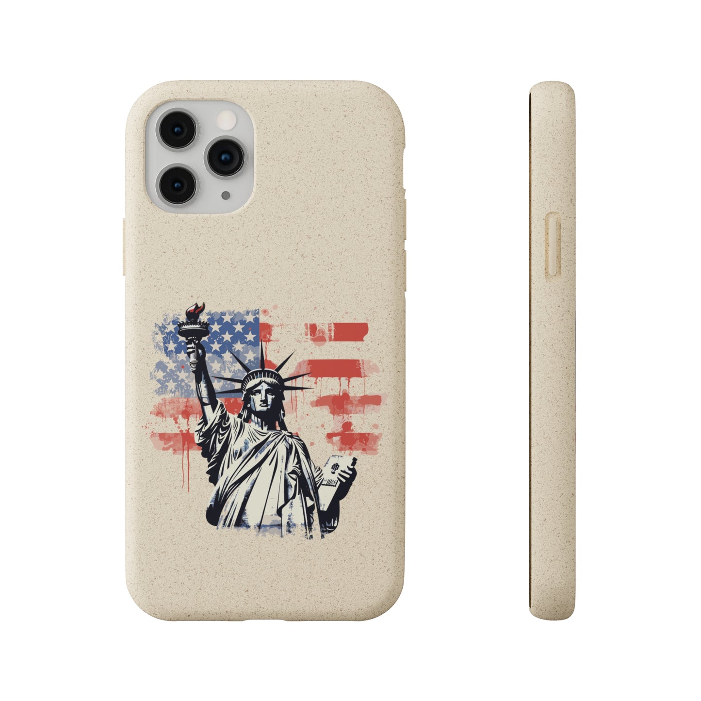 Biodegradable iPhone Case - Statue of Liberty American Flag Patriotic Design
