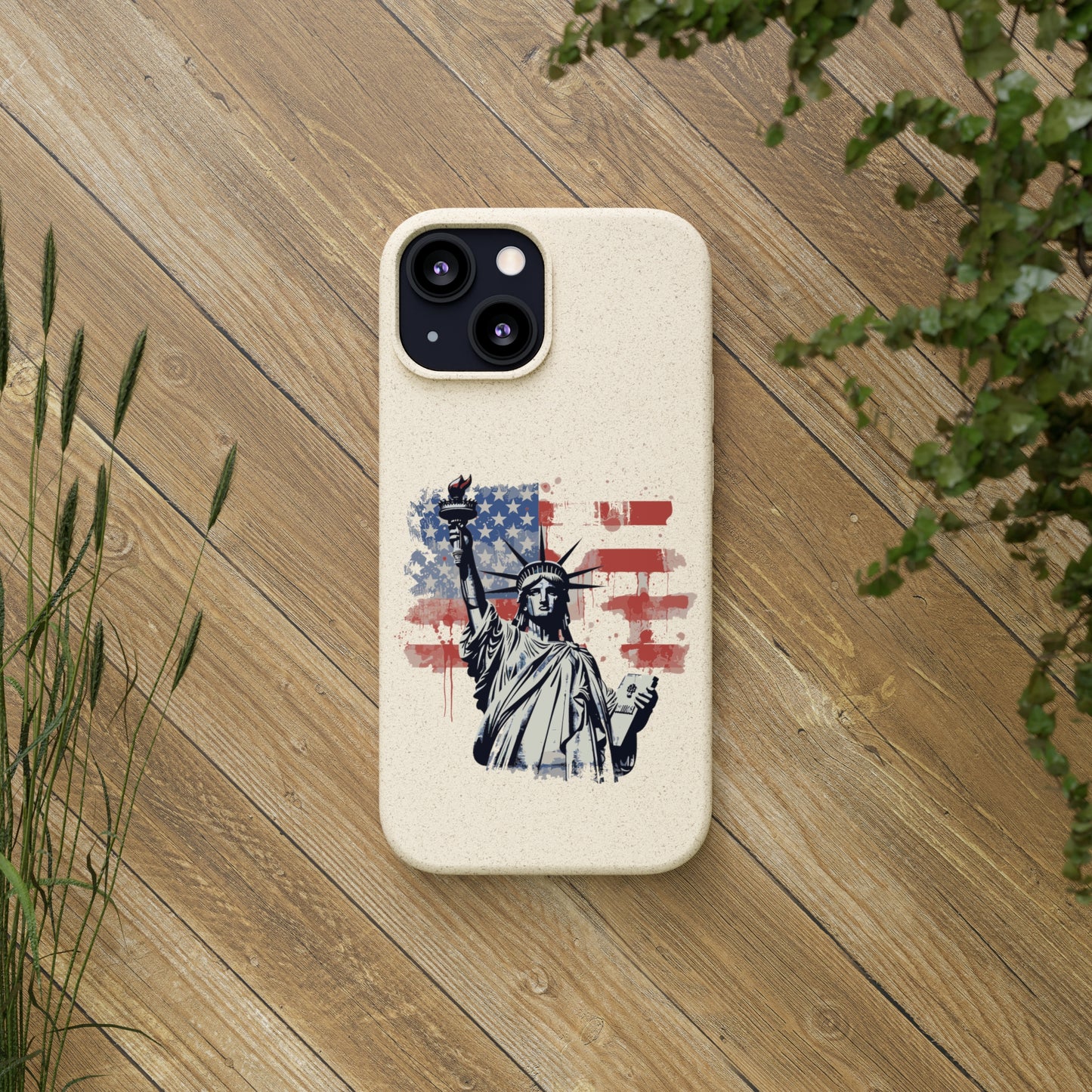 Biodegradable iPhone Case - Statue of Liberty American Flag Patriotic Design