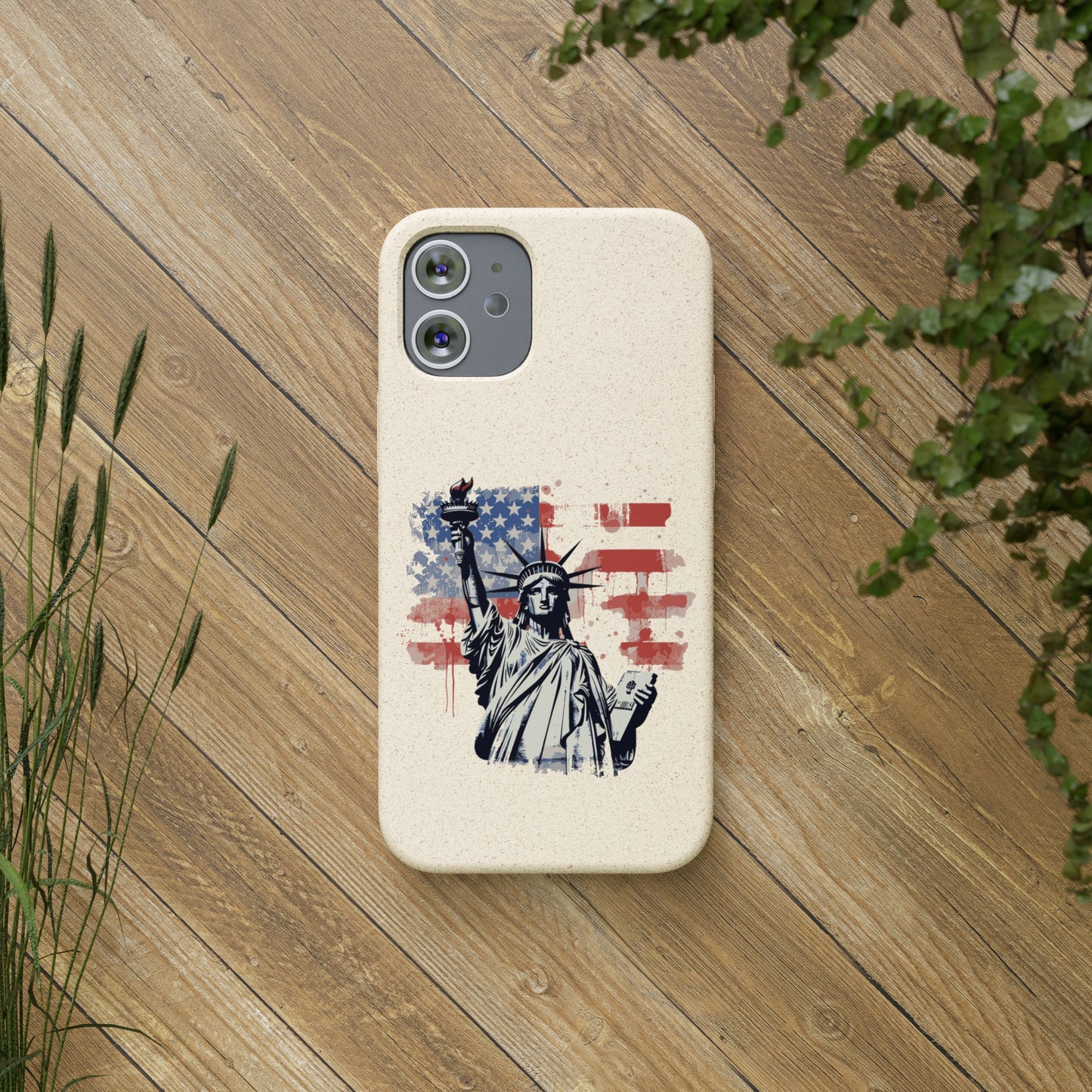 Biodegradable iPhone Case - Statue of Liberty American Flag Patriotic Design