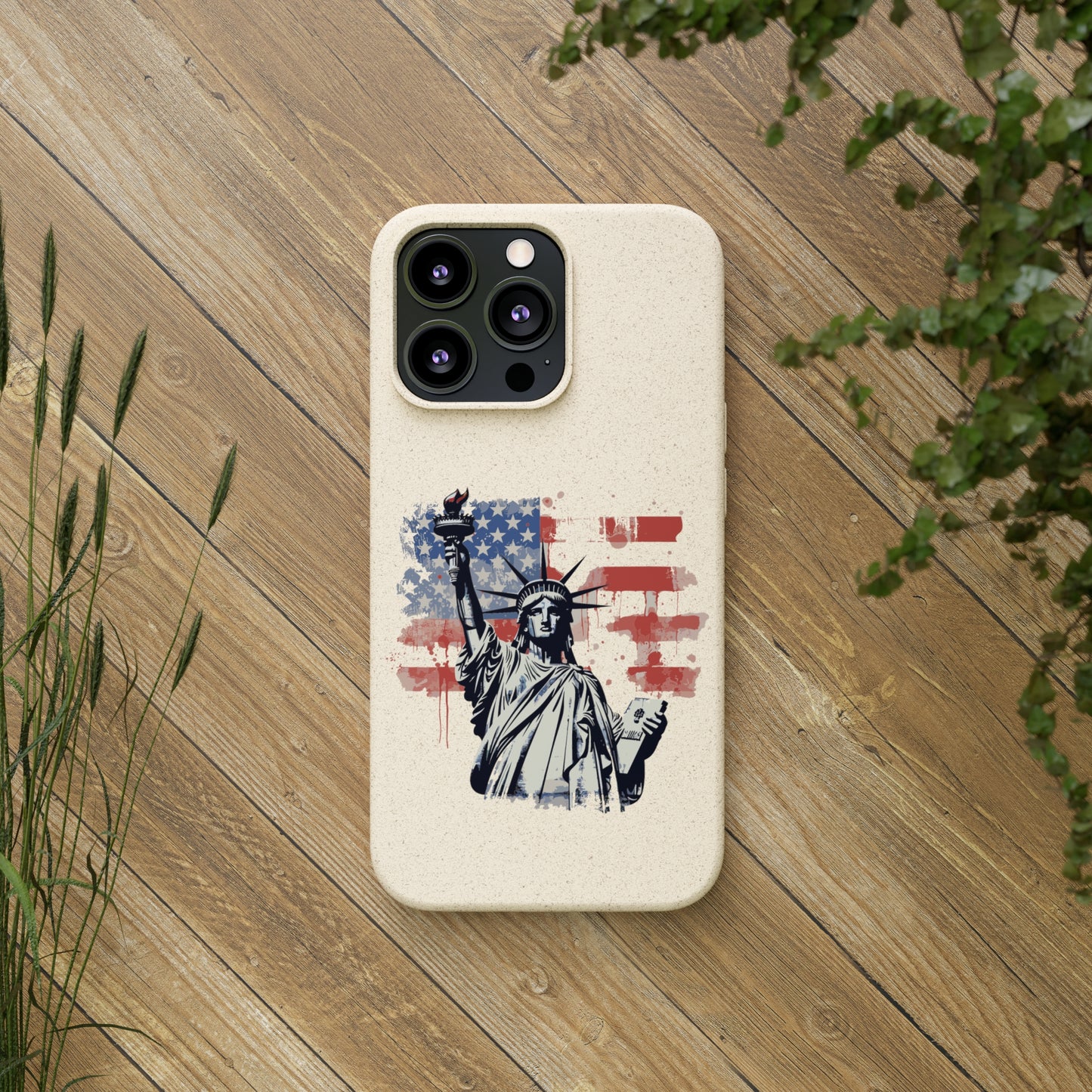 Biodegradable iPhone Case - Statue of Liberty American Flag Patriotic Design