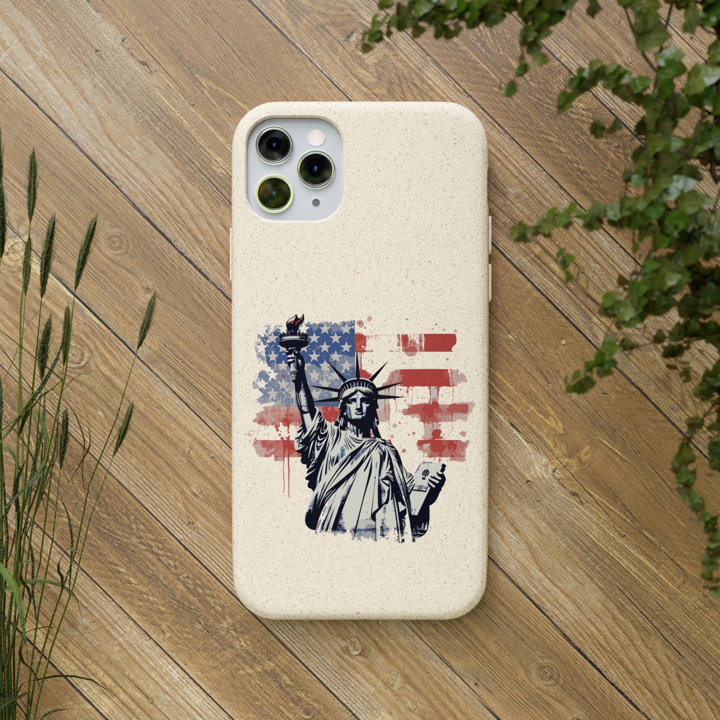 Biodegradable iPhone Case - Statue of Liberty American Flag Patriotic Design