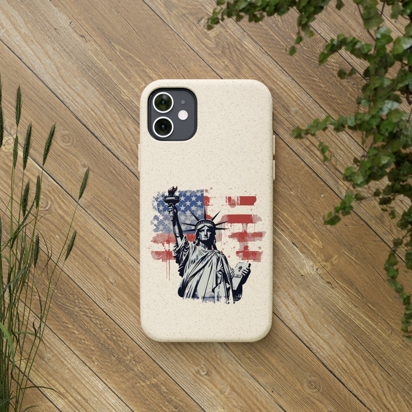 Biodegradable iPhone Case - Statue of Liberty American Flag Patriotic Design