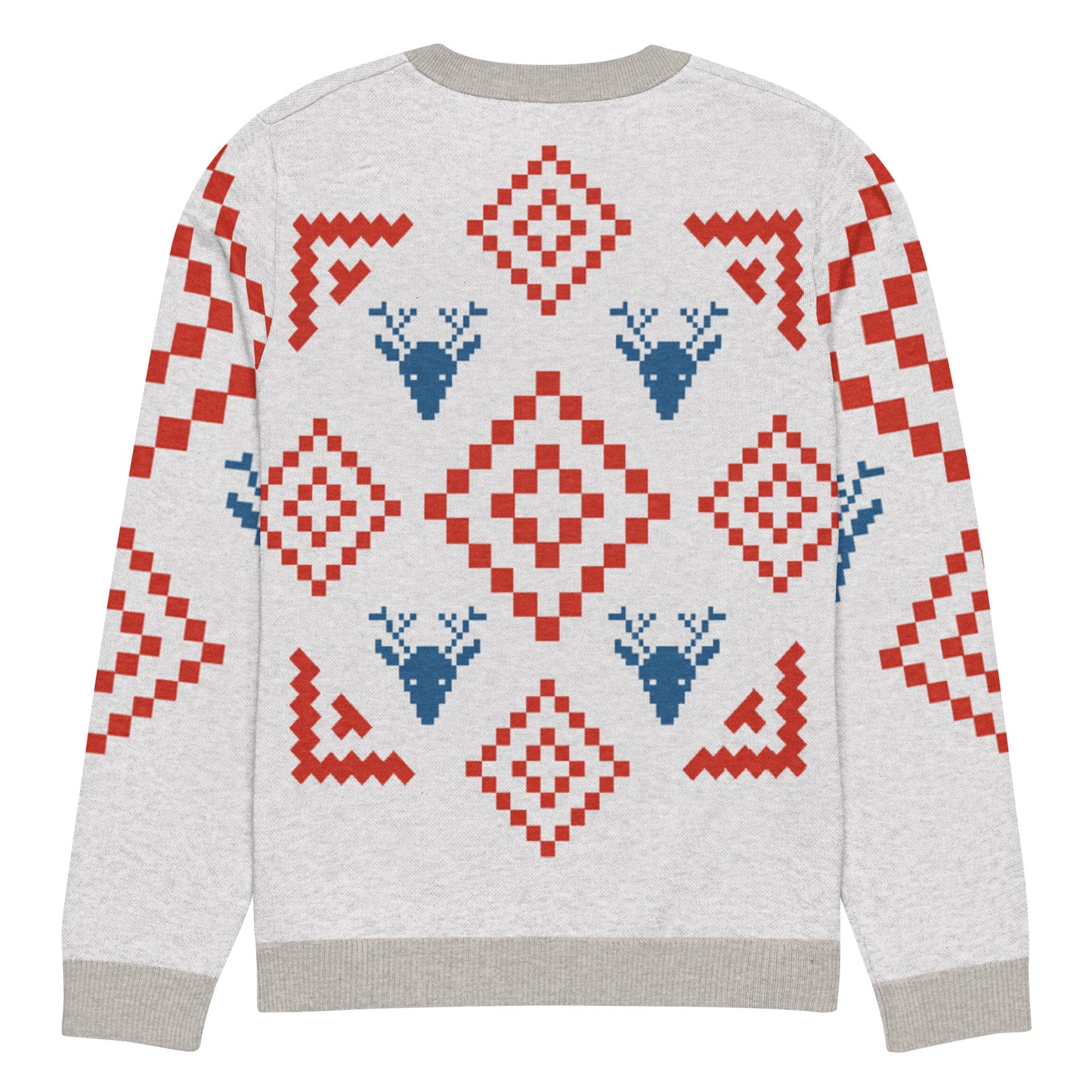 Festive Reindeer Knit Crew Neck Sweater – Cozy Holiday Unisex Pullover