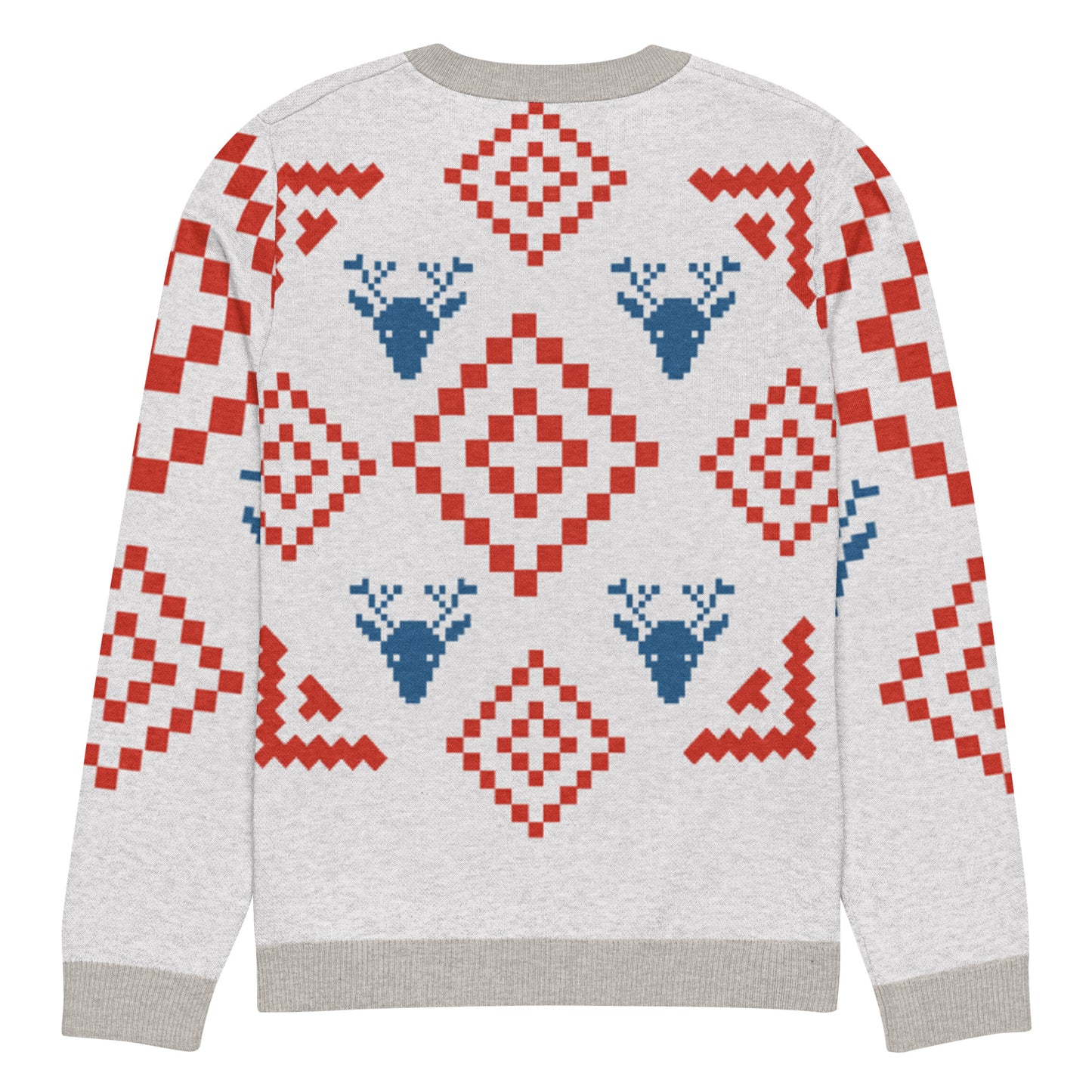 Festive Reindeer Knit Crew Neck Sweater – Cozy Holiday Unisex Pullover