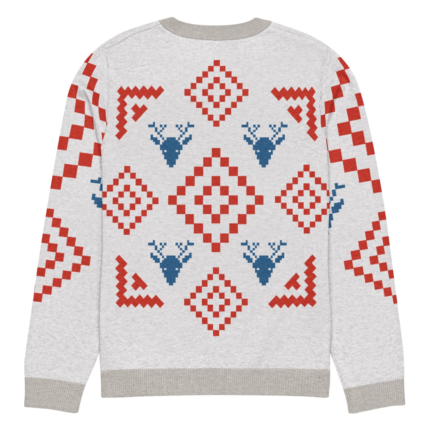 Festive Reindeer Knit Crew Neck Sweater – Cozy Holiday Unisex Pullover