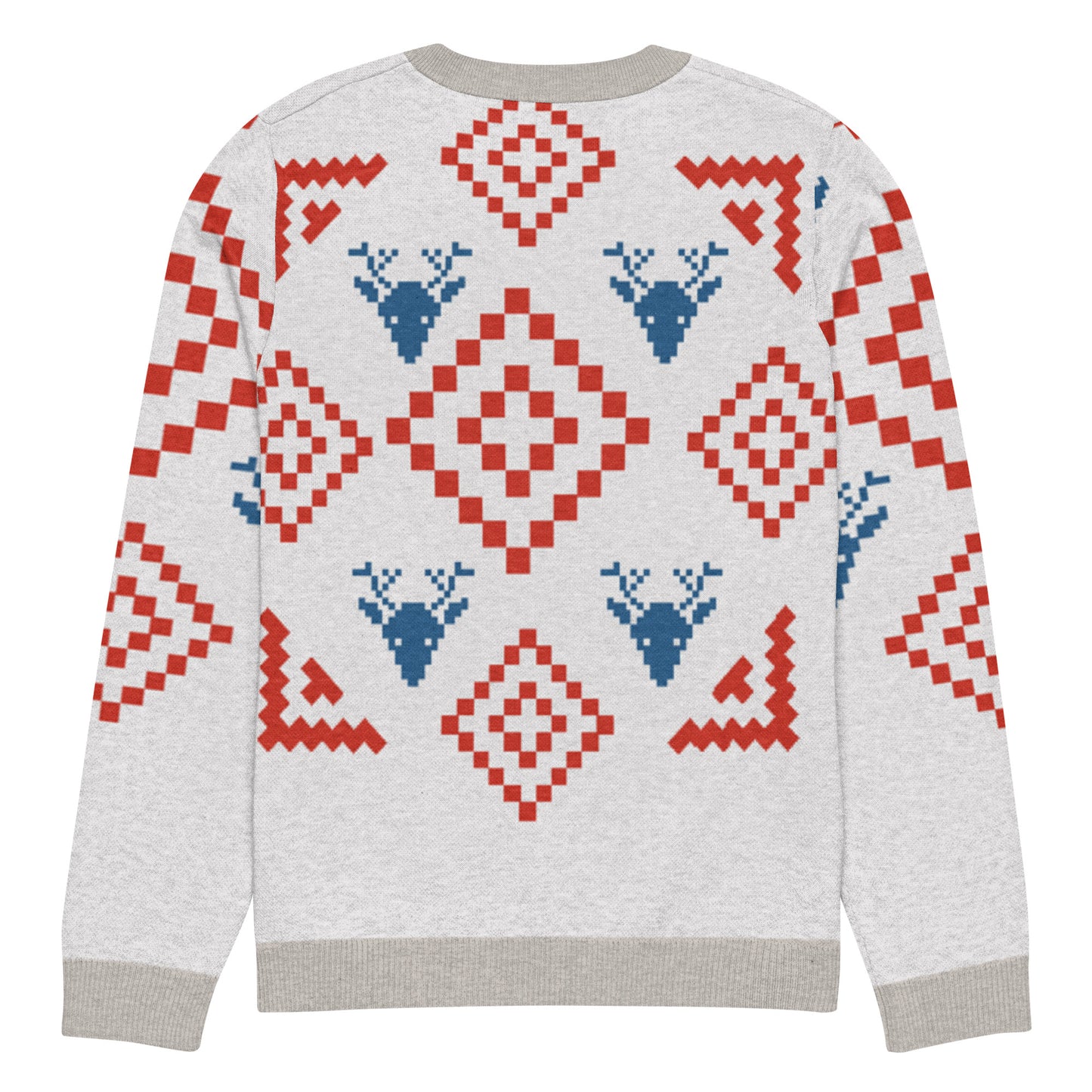 Festive Reindeer Knit Crew Neck Sweater – Cozy Holiday Unisex Pullover