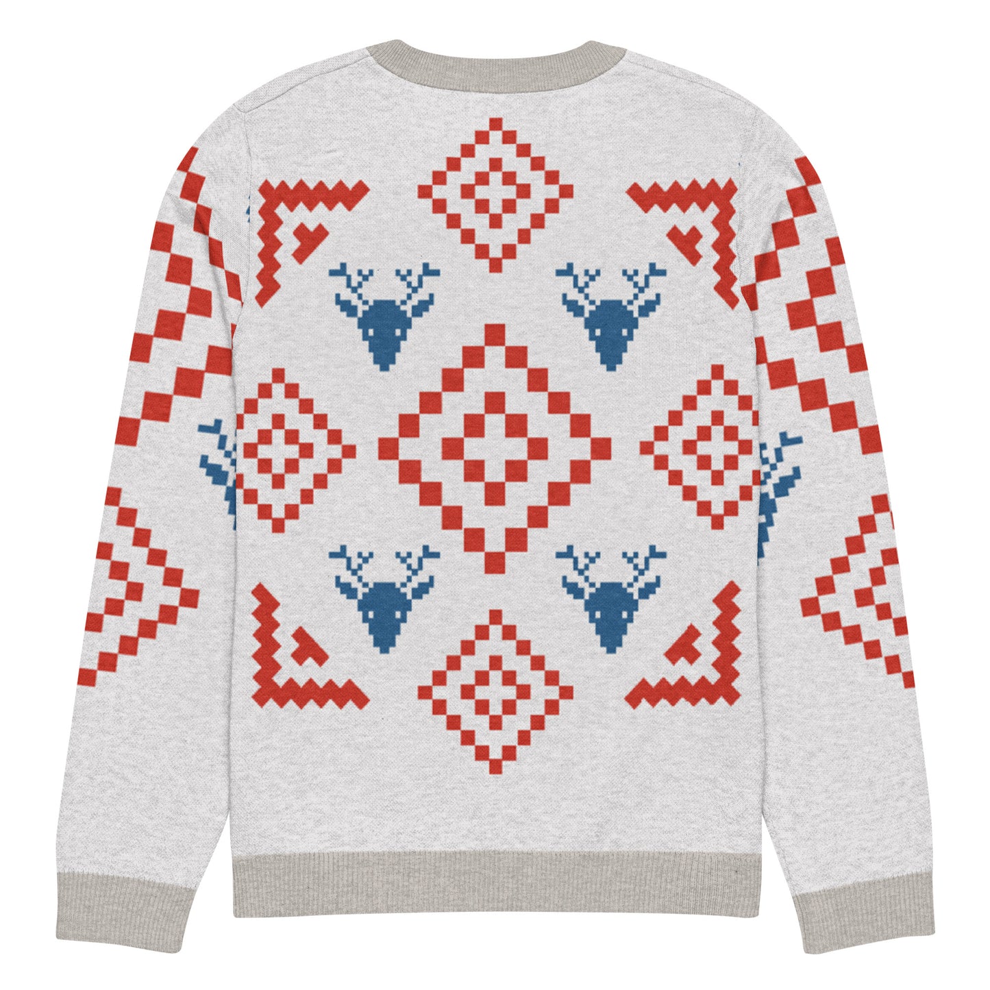 Festive Reindeer Knit Crew Neck Sweater – Cozy Holiday Unisex Pullover