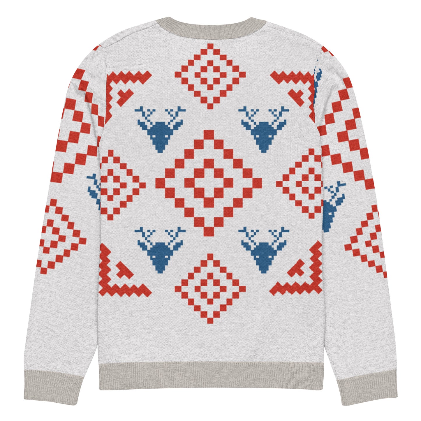 Festive Reindeer Knit Crew Neck Sweater – Cozy Holiday Unisex Pullover