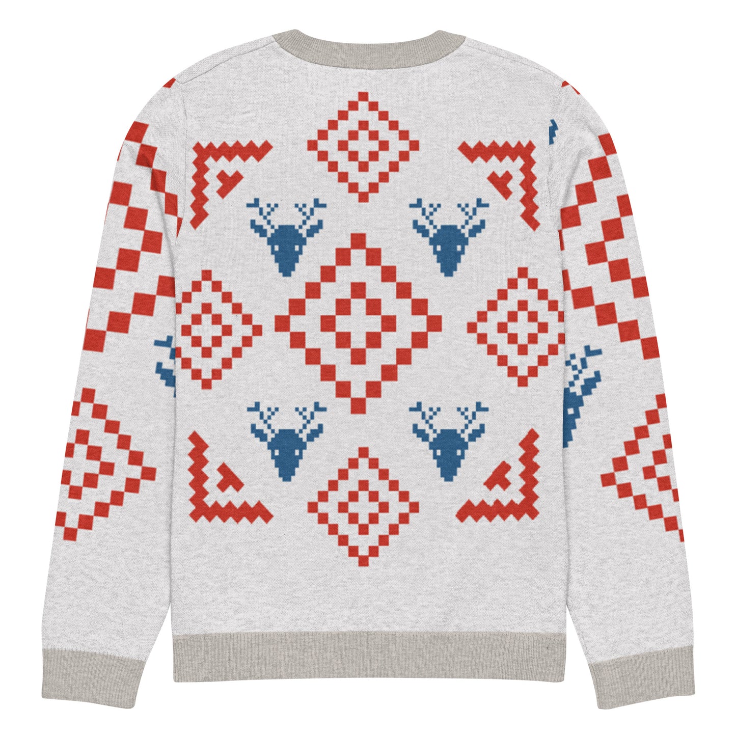 Festive Reindeer Knit Crew Neck Sweater – Cozy Holiday Unisex Pullover