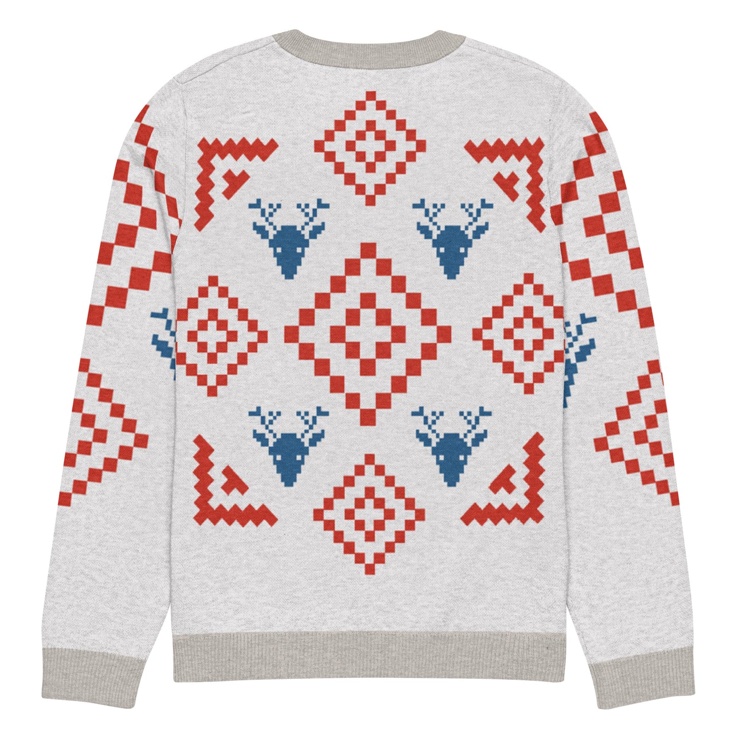 Festive Reindeer Knit Crew Neck Sweater – Cozy Holiday Unisex Pullover