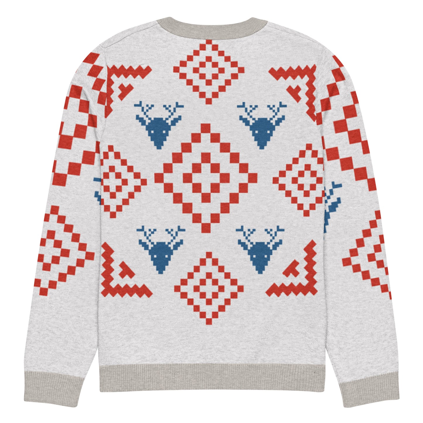 Festive Reindeer Knit Crew Neck Sweater – Cozy Holiday Unisex Pullover