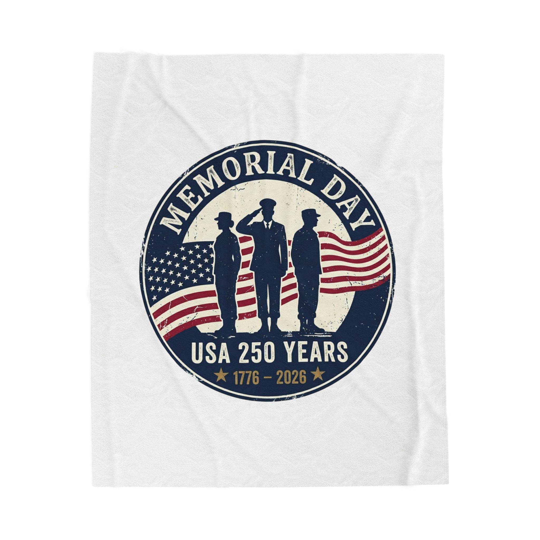 Memorial Day USA 250 Years Velveteen Blanket | vintage distressed, red white blue