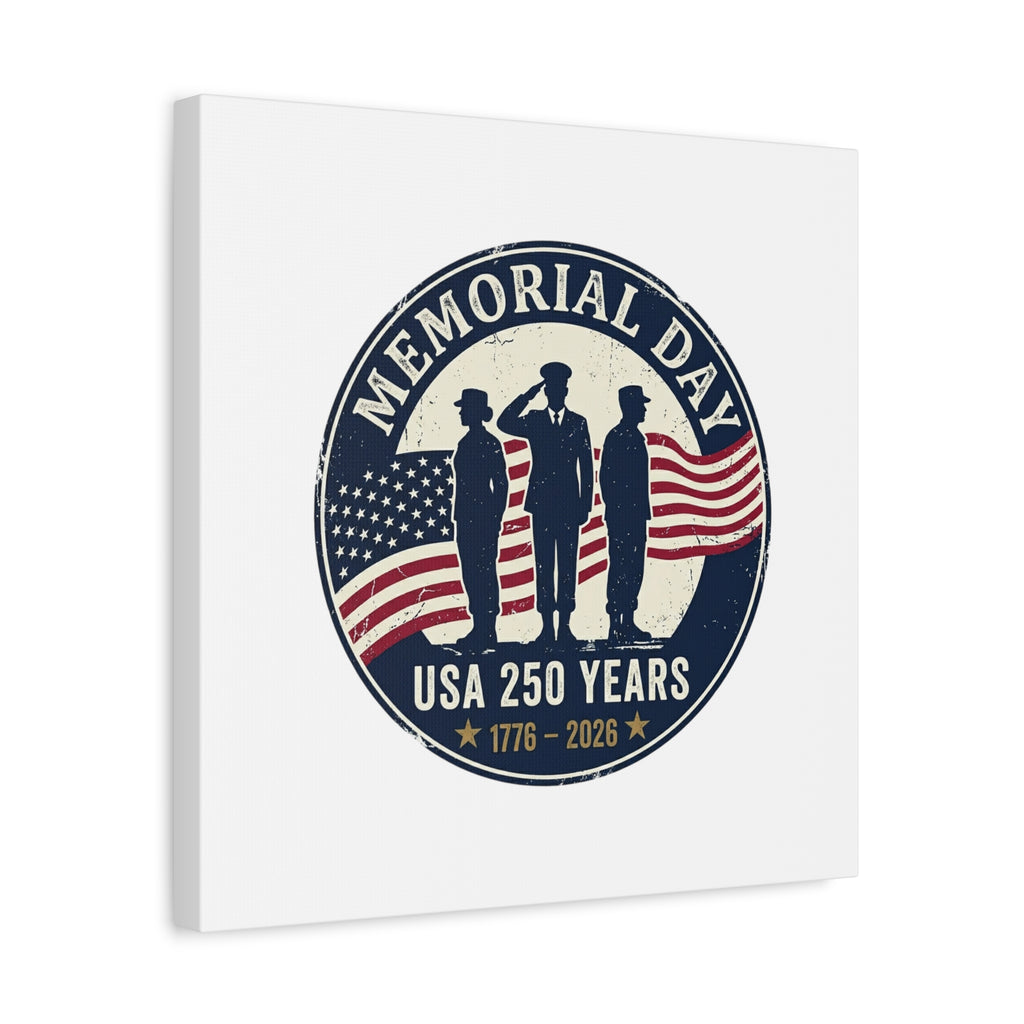 Memorial Day USA 250 Canvas | 1776–2026 Vintage Distressed Americana