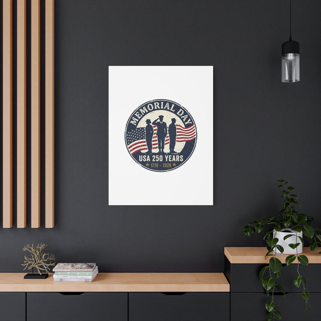 Memorial Day USA 250 Canvas | 1776–2026 Vintage Distressed Americana