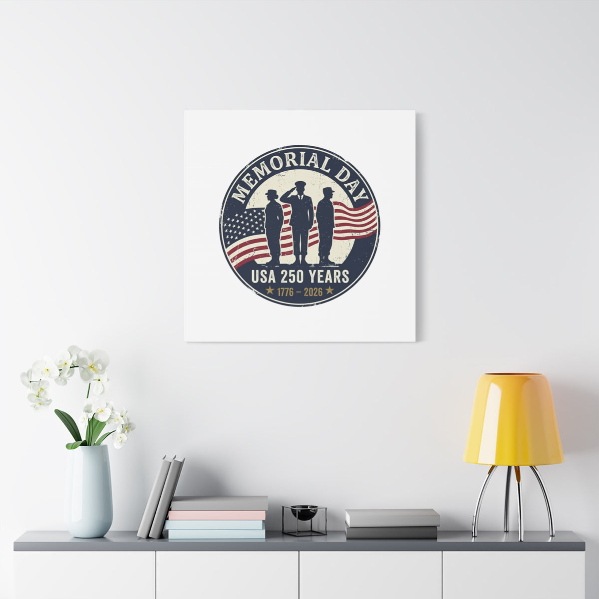 Memorial Day USA 250 Canvas | 1776–2026 Vintage Distressed Americana