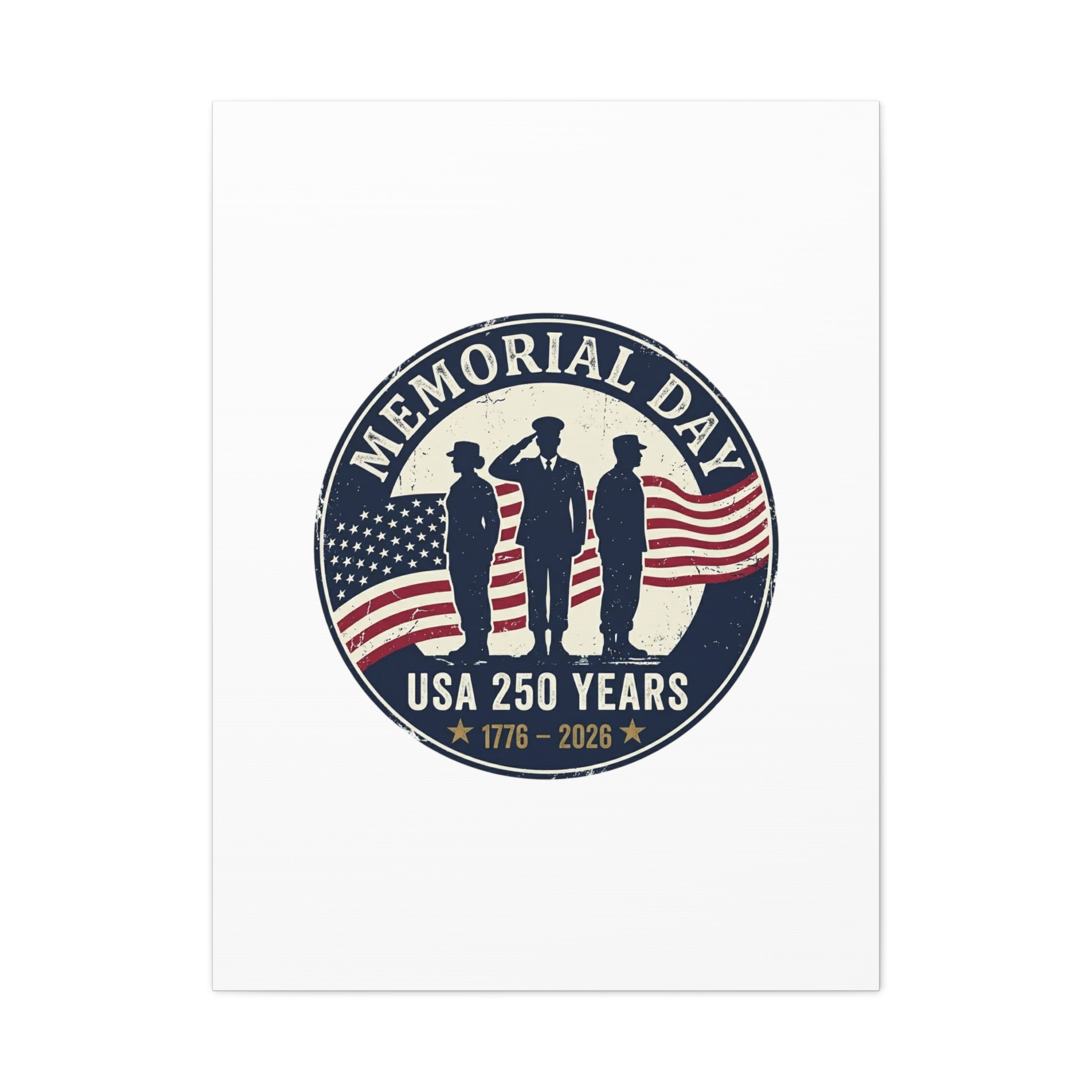 Memorial Day USA 250 Canvas | 1776–2026 Vintage Distressed Americana