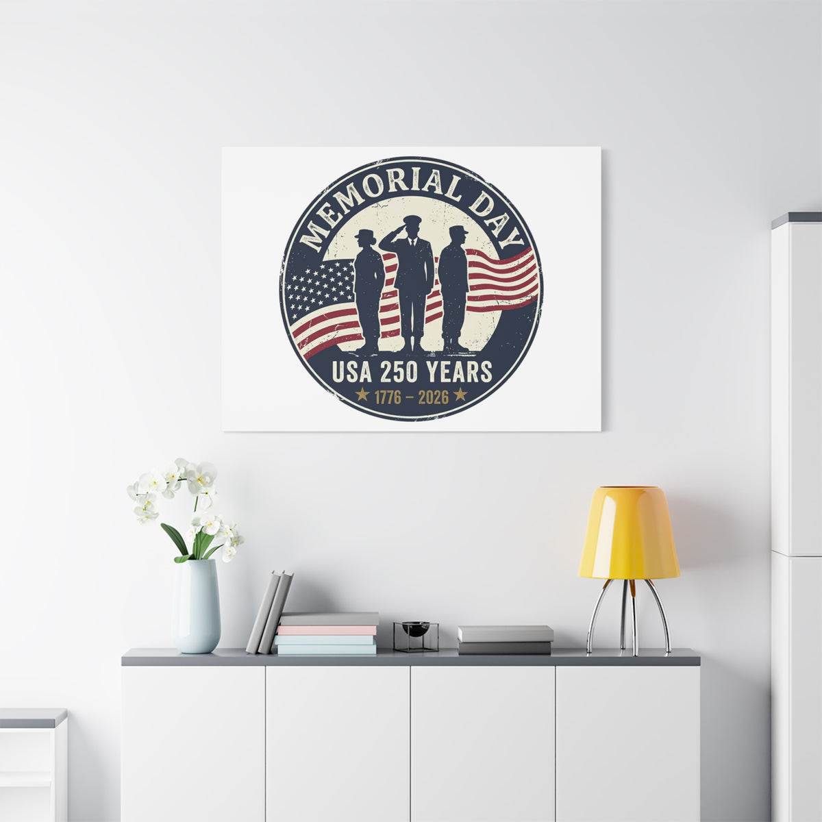 Memorial Day USA 250 Canvas | 1776–2026 Vintage Distressed Americana