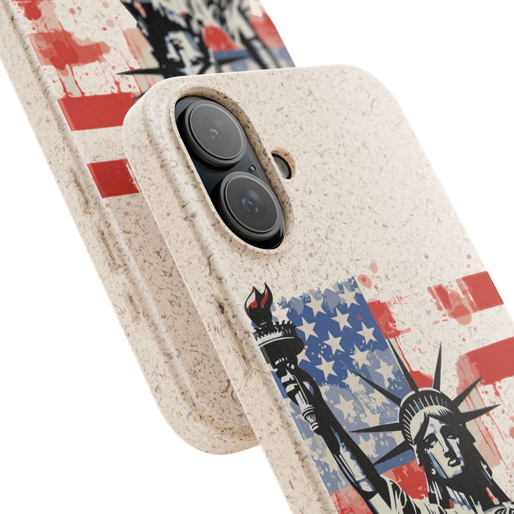 Liberty Statue Biodegradable Phone Case – American Flag Eco iPhone Cover