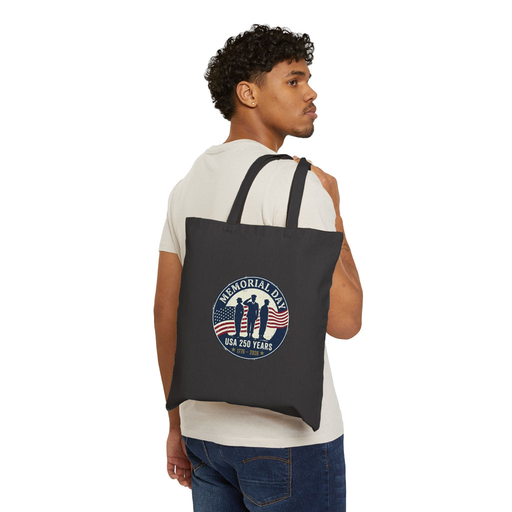 Memorial Day USA 250 Tote, 1776–2026 Vintage Distressed Patriotic Canvas