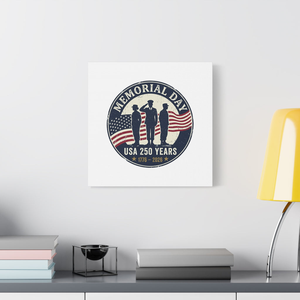 Memorial Day USA 250 Canvas | 1776–2026 Vintage Distressed Americana