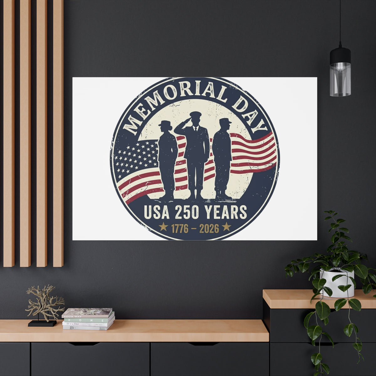 Memorial Day USA 250 Canvas | 1776–2026 Vintage Distressed Americana