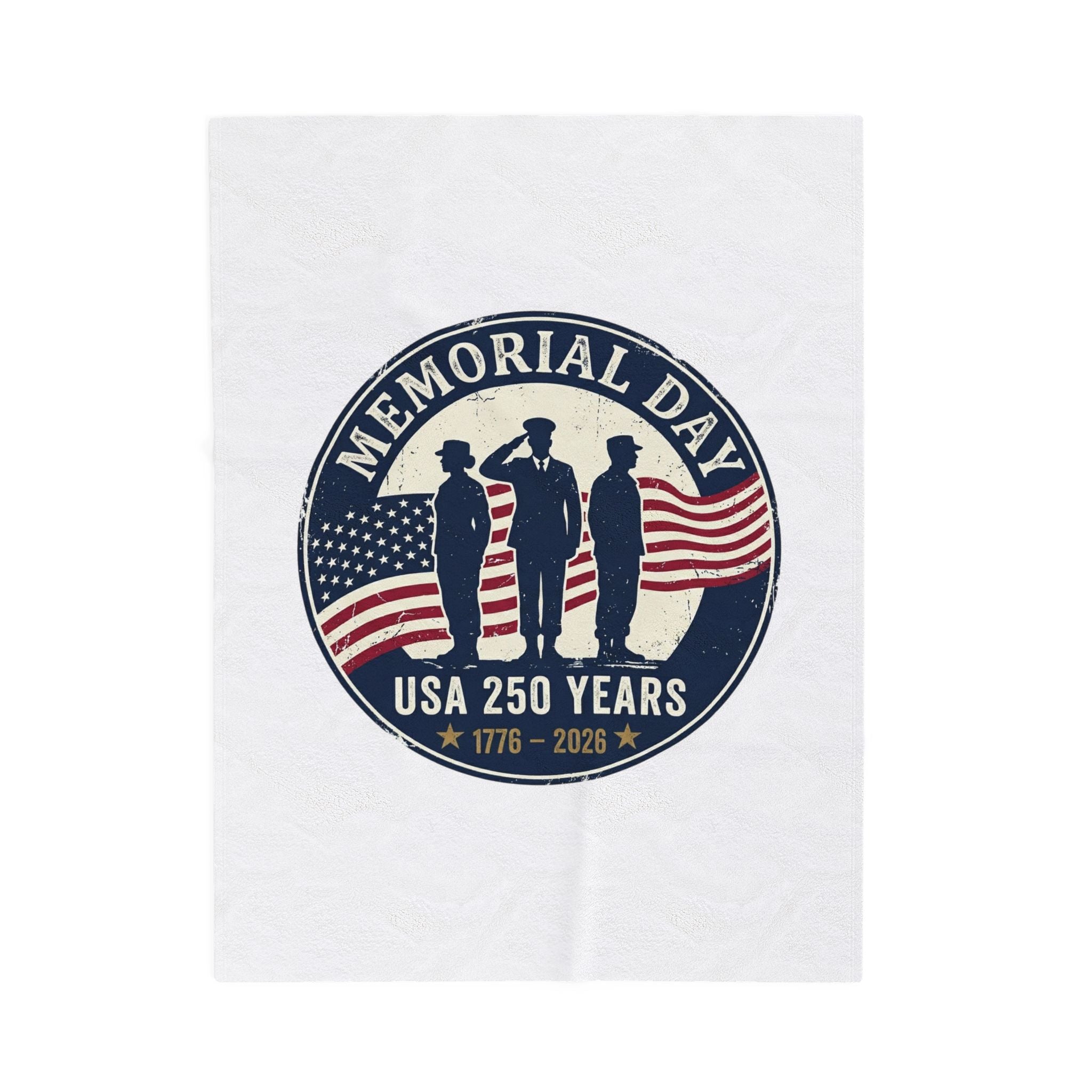 Memorial Day USA 250 Years Velveteen Blanket | vintage distressed, red white blue