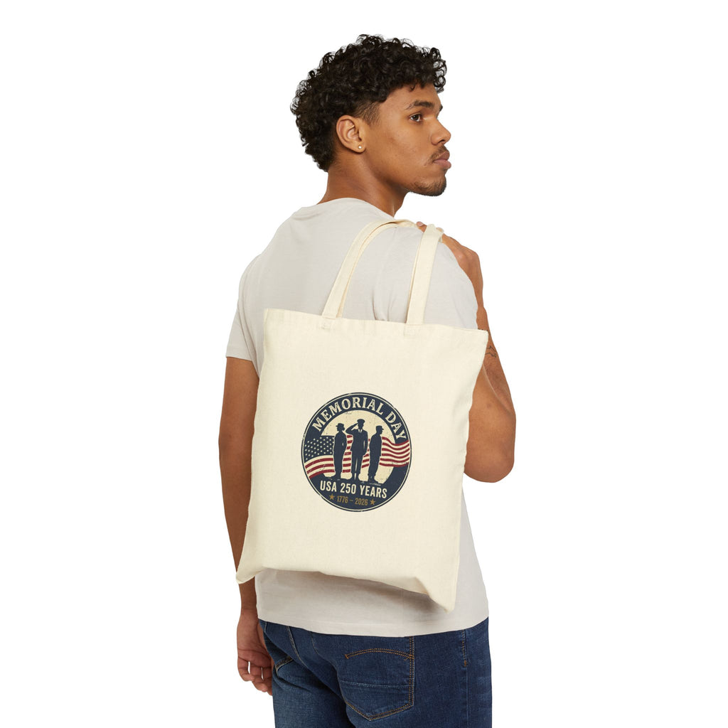 Memorial Day USA 250 Tote, 1776–2026 Vintage Distressed Patriotic Canvas