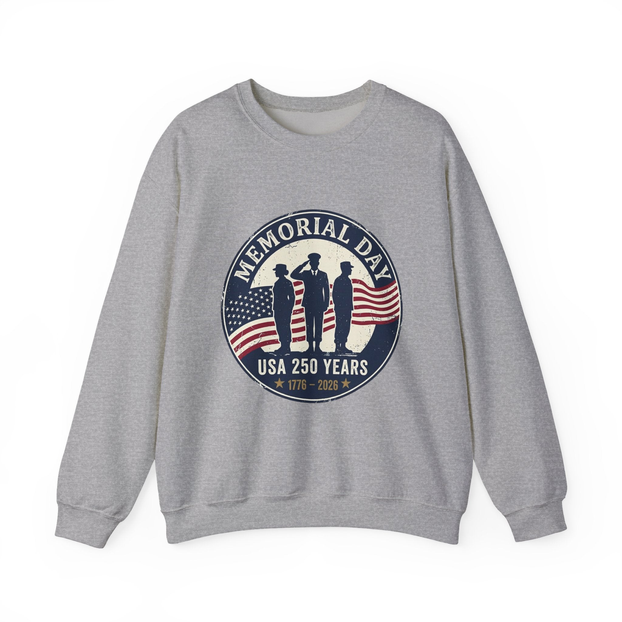 Memorial Day USA 250 Crewneck Sweatshirt | 1776–2026 Vintage Distressed Patriotic