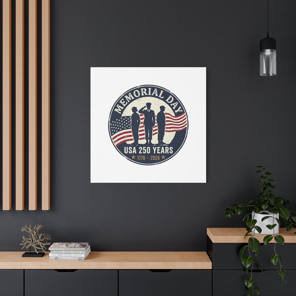 Memorial Day USA 250 Canvas | 1776–2026 Vintage Distressed Americana