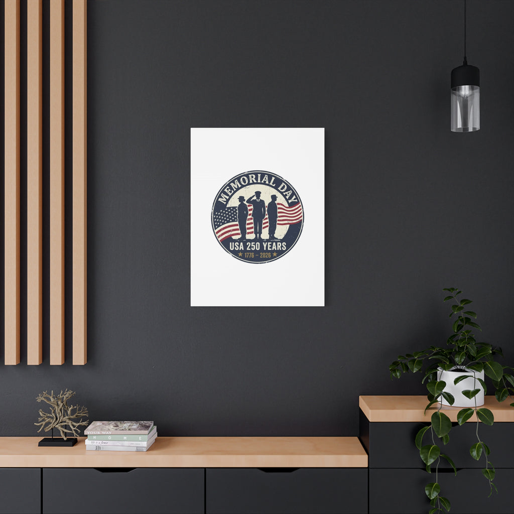 Memorial Day USA 250 Canvas | 1776–2026 Vintage Distressed Americana