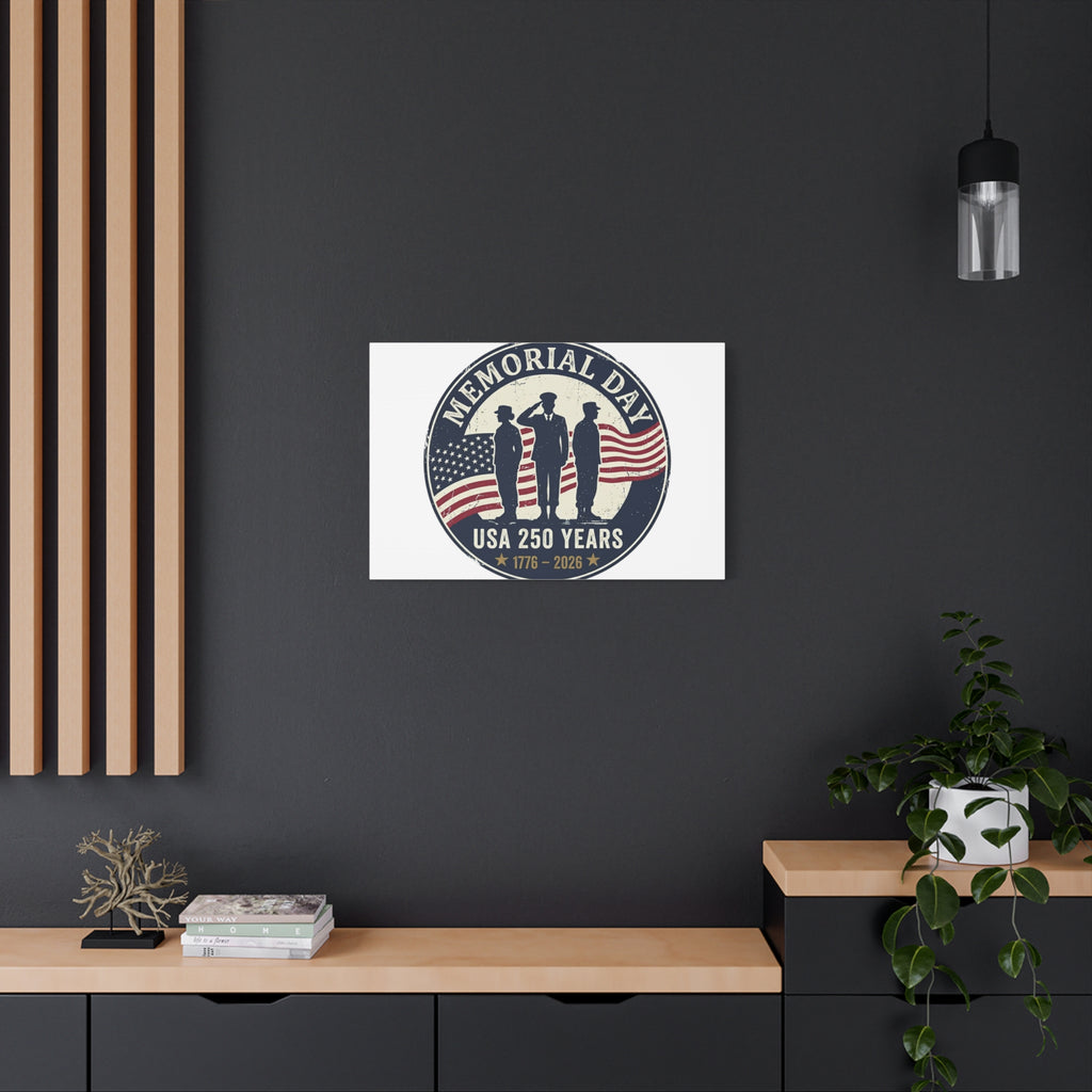Memorial Day USA 250 Canvas | 1776–2026 Vintage Distressed Americana