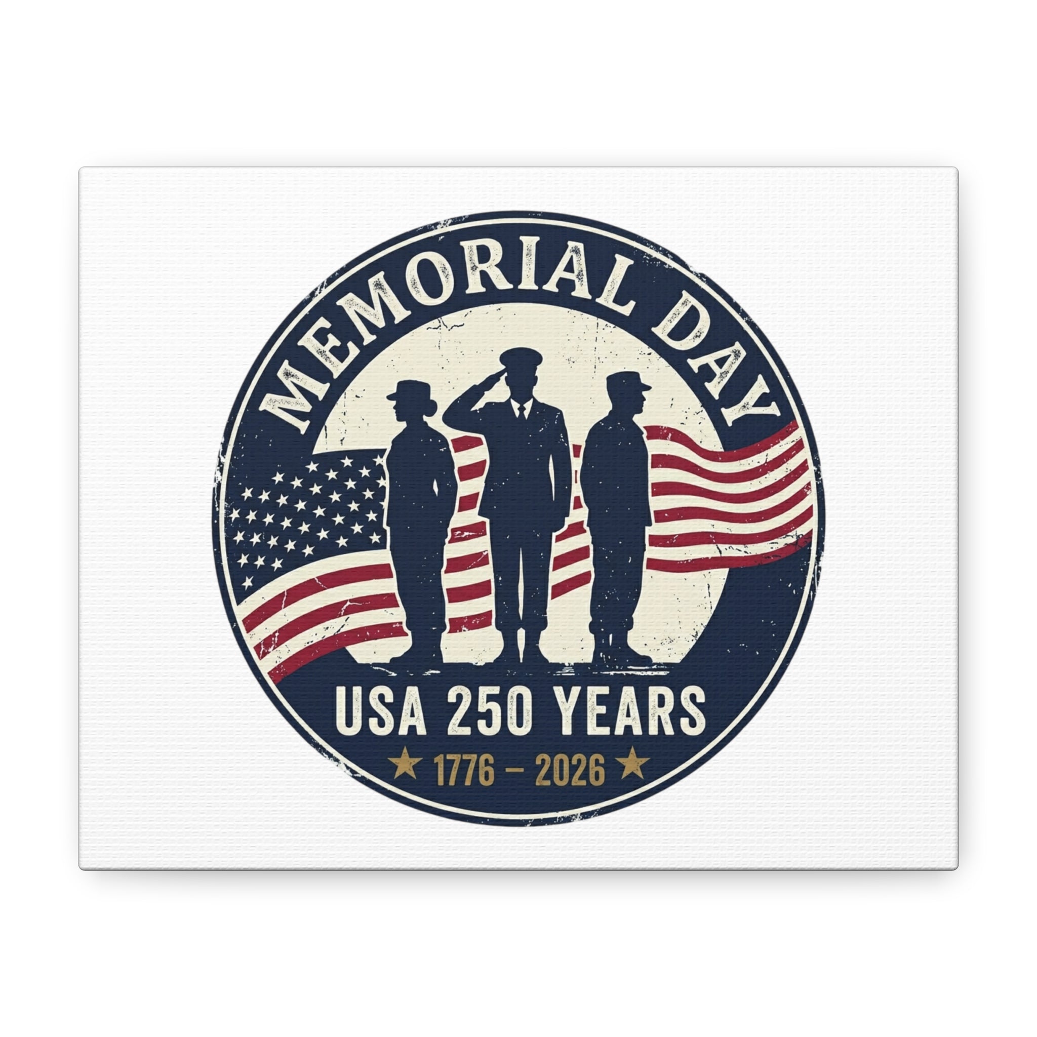 Memorial Day USA 250 Canvas | 1776–2026 Vintage Distressed Americana