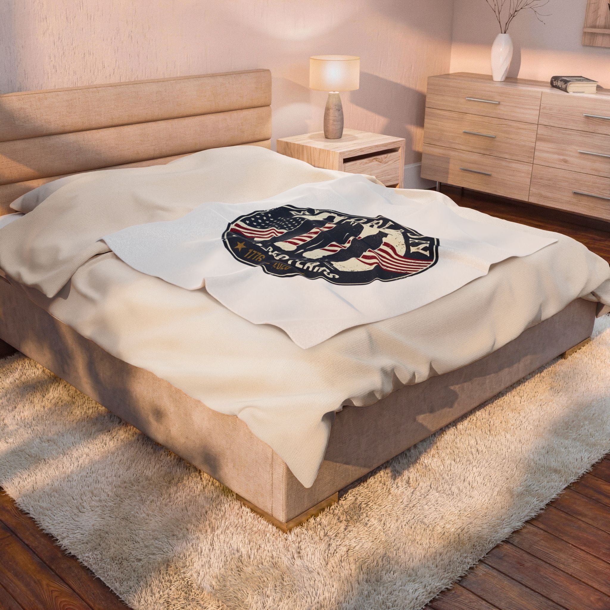 Memorial Day USA 250 Years Velveteen Blanket | vintage distressed, red white blue