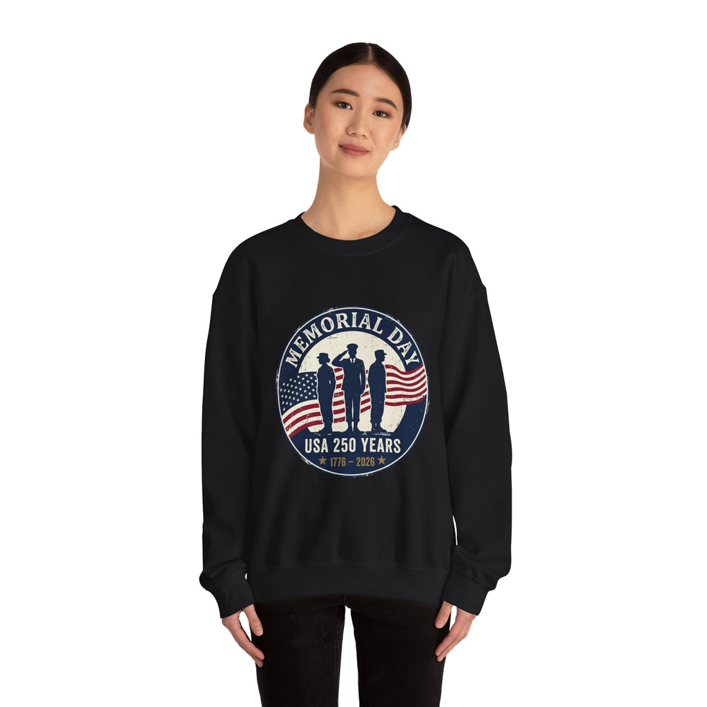 Memorial Day USA 250 Crewneck Sweatshirt | 1776–2026 Vintage Distressed Patriotic
