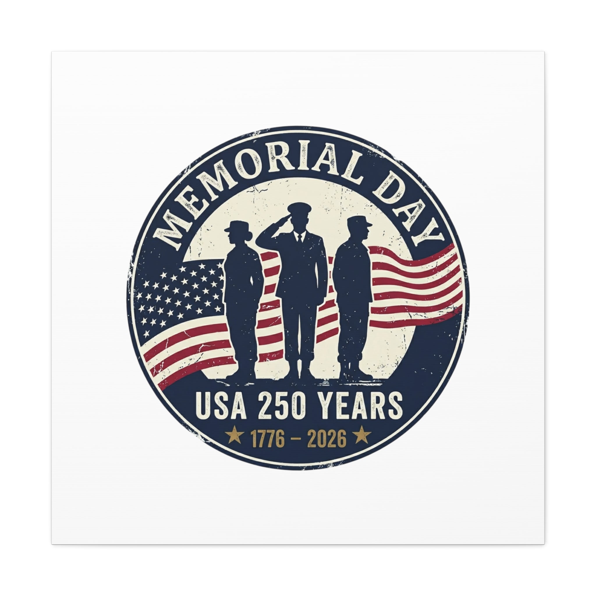 Memorial Day USA 250 Canvas | 1776–2026 Vintage Distressed Americana