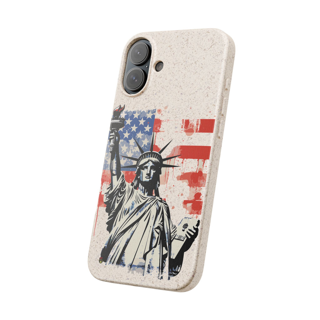Liberty Statue Biodegradable Phone Case – American Flag Eco iPhone Cover