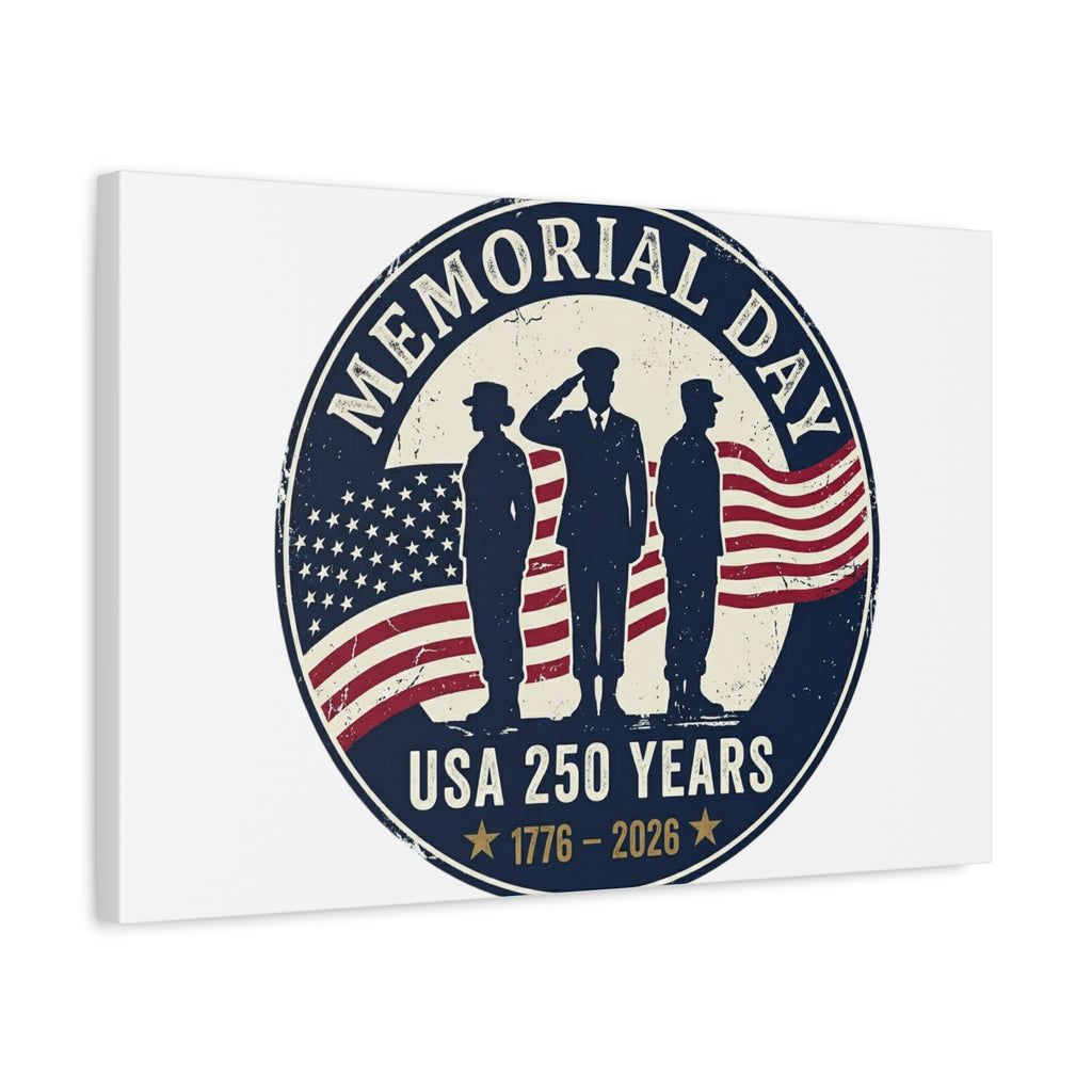 Memorial Day USA 250 Canvas | 1776–2026 Vintage Distressed Americana