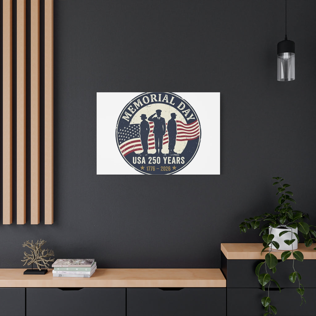 Memorial Day USA 250 Canvas | 1776–2026 Vintage Distressed Americana
