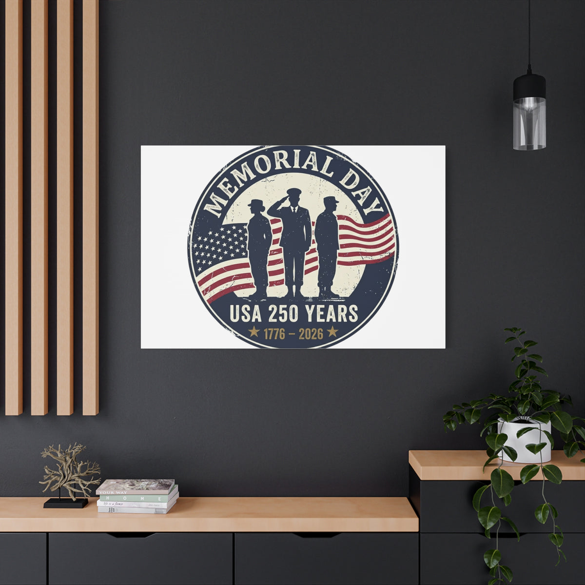 Memorial Day USA 250 Canvas | 1776–2026 Vintage Distressed Americana
