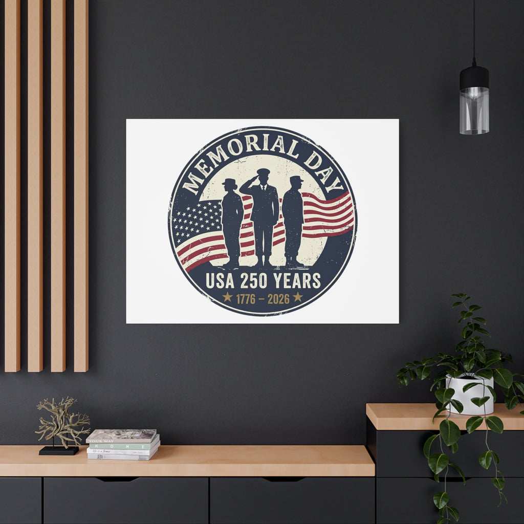 Memorial Day USA 250 Canvas | 1776–2026 Vintage Distressed Americana