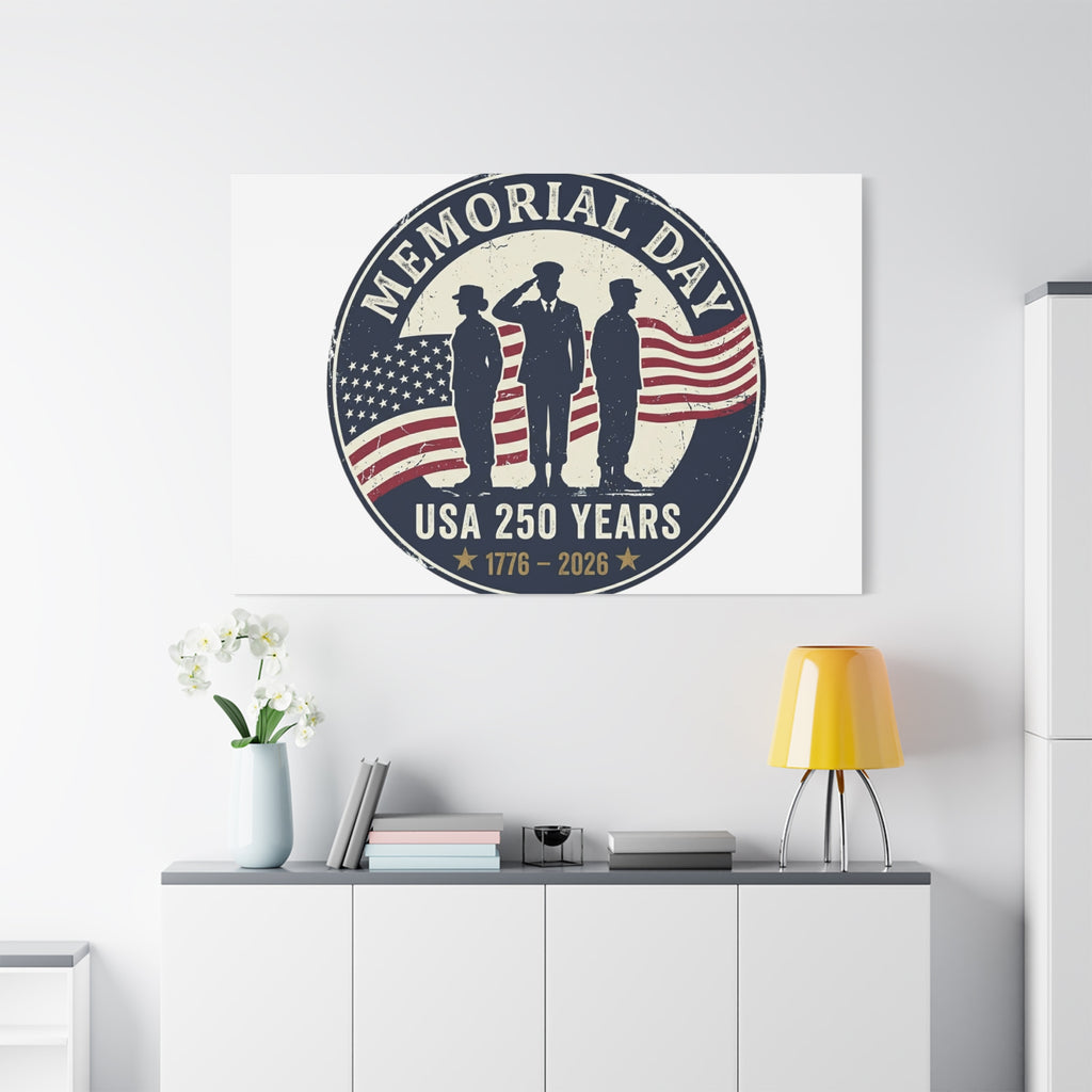 Memorial Day USA 250 Canvas | 1776–2026 Vintage Distressed Americana