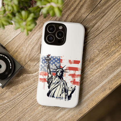 Statue of Liberty Phone Case, Tough Cases, USA Flag Design, Patriotic Phone Accessory, Gift for Independence Day, Memorial Day