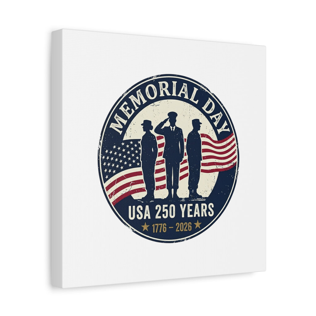 Memorial Day USA 250 Canvas | 1776–2026 Vintage Distressed Americana